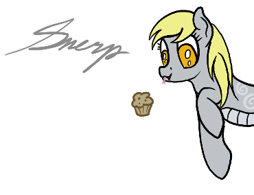 Size: 370x284 | Tagged: safe, artist:ahorseofcourse, derpibooru import, derpy hooves, original species, pony, snake, snake pony, aggie.io, female, food, image, mare, muffin, png, simple background, snerpy, solo, tongue out