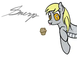 Size: 370x284 | Tagged: safe, artist:ahorseofcourse, derpibooru import, derpy hooves, original species, pony, snake, snake pony, aggie.io, female, food, image, mare, muffin, png, simple background, snerpy, solo, tongue out