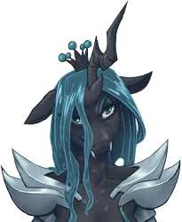 Size: 1115x1358 | Tagged: safe, artist:ladydino, derpibooru import, queen chrysalis, anthro, changeling, changeling queen, fangs, female, image, looking at you, png, simple background, solo, transparent background