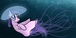 Size: 1875x938 | Tagged: safe, artist:ahorseofcourse, derpibooru import, oc, unofficial characters only, hybrid, jellyfish, jellyfish pony, original species, pony, glow, image, png, solo, underwater, water