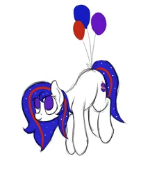 Size: 414x510 | Tagged: safe, artist:ahorseofcourse, derpibooru import, oc, oc:nasapone, unofficial characters only, earth pony, pony, aggie.io, balloon, female, flying, image, mare, png, simple background, smiling, solo