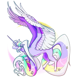 Size: 1024x1024 | Tagged: safe, artist:oneiria-fylakas, derpibooru import, oc, oc:starshine glitter, alicorn, pony, colored wings, female, image, mare, multicolored wings, png, simple background, solo, transparent background, wings