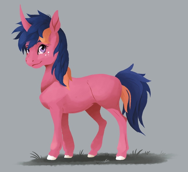 Size: 3844x3532 | Tagged: safe, artist:sandieflower, derpibooru import, big macintosh, twilight sparkle, oc, unnamed oc, unofficial characters only, pony, unicorn, female, freckles, gray background, high res, image, jpeg, male, mare, shipping, simple background, smiling, straight, twimac