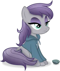 Size: 2937x3480 | Tagged: safe, artist:anime-equestria, derpibooru import, maud pie, earth pony, pony, alternate hairstyle, boulder (g4), clothes, eyeshadow, female, hoodie, image, makeup, mare, png, simple background, sitting, solo, transparent background, vector