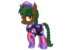 Size: 2360x1640 | Tagged: safe, artist:mistress midnight, derpibooru import, oc, oc:camp fire(fireverse), unicorn, fireheart76's latex suit design, horn, image, latex, latex suit, png, prisoners of the moon, rubber, rubber suit, solo, unicorn oc