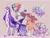 Size: 2048x1536 | Tagged: safe, artist:asdrawnbyginger, derpibooru import, applejack, fluttershy, pinkie pie, rainbow dash, rarity, twilight sparkle, butterfly, earth pony, giraffe, insect, pegasus, pony, unicorn, accessories, alternate design, coat markings, colored wings, female, flying, goggles, goggles on head, hat, headphones, height difference, image, jpeg, mane six, mare, markings, pink background, redesign, simple background, species swap, twitterina design, unicorn twilight, unshorn fetlocks, wings, witch hat