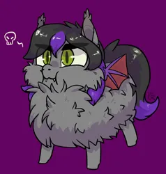 Size: 632x665 | Tagged: safe, artist:cattie, derpibooru import, oc, oc:night blade, unofficial characters only, bat pony, pony, adorable face, angry, bat pony oc, bat wings, chubby cheeks, commission, cute, fangs, fluffy, image, no source available, png, small wings, stare, tiny, wings