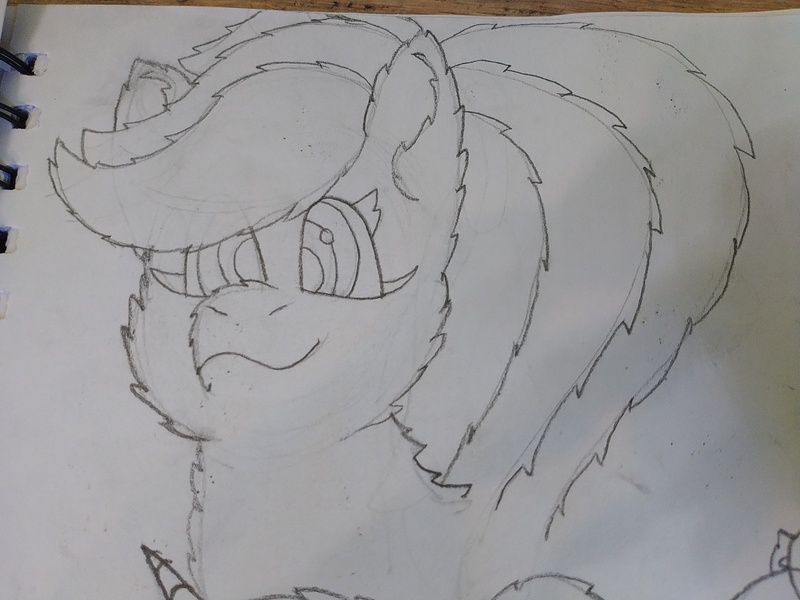 Size: 4608x3456 | Tagged: safe, artist:acid flask, derpibooru import, dark moon, graphite, rainbow dash, pegasus, pony, 2d, art dump, chest fluff, ear fluff, female, fluffy, image, jpeg, looking at you, mare, paper, ponytail, sketch, sketch dump, sketchbook, smiling, traditional art