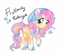 Size: 1703x1542 | Tagged: safe, artist:sonira24, derpibooru import, fluttershy, pegasus, pony, alternate design, female, hat, image, jpeg, mare, redesign, solo, twitterina design