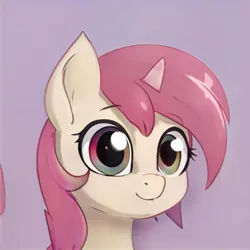 Size: 1024x1024 | Tagged: safe, artist:thisponydoesnotexist, derpibooru import, machine learning generated, pony, unicorn, ears up, eyelashes, gradient background, image, jpeg, nostrils, raised eyebrows, shading, solo