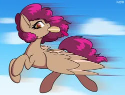 Size: 1500x1148 | Tagged: safe, artist:koapony, derpibooru import, oc, unofficial characters only, pegasus, pony, flying, image, jpeg, looking at you, mouth hold, solo, speed lines, spread wings, wings