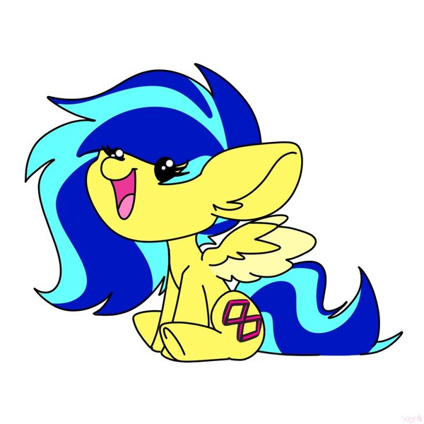 Size: 1080x1080 | Tagged: safe, artist:koapony, derpibooru import, oc, oc:koa, unofficial characters only, pegasus, pony, :d, chibi, colored wings, colored wingtips, eye clipping through hair, happy, image, jpeg, open mouth, open smile, sitting, smiling, solo, spread wings, two toned wings, underhoof, wings