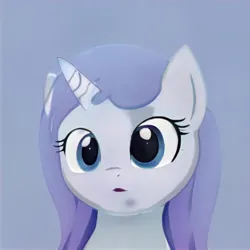 Size: 1024x1024 | Tagged: safe, artist:thisponydoesnotexist, derpibooru import, machine learning generated, pony, unicorn, blue eyes, bust, ears up, eyelashes, gradient background, image, jpeg, nostrils, open mouth, shading, solo