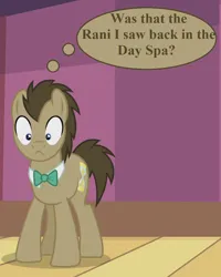 Size: 864x1080 | Tagged: safe, derpibooru import, edit, edited screencap, screencap, doctor whooves, time turner, slice of life (episode), cropped, doctor who, image, implied rani, png, thought bubble, uh oh