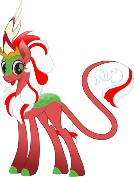 Size: 5796x7643 | Tagged: safe, artist:lincolnbrewsterfan, derpibooru import, oc, oc:malady heartling, unofficial characters only, kirin, pony, .svg available, absurd resolution, cloven hooves, colored hooves, colored pupils, cute, cute face, cute smile, derpibooru exclusive, female, gift art, green, horn, image, inkscape, kirin oc, kirinbetes, leonine tail, long horn, long tail, mare, movie accurate, ocbetes, png, red, red mane, red tail, scales, simple background, solo, standing, striped hair, striped mane, striped tail, tail, tall, transparent background, two toned mane, two toned tail, vector, white mane, white tail