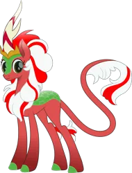 Size: 5796x7643 | Tagged: safe, artist:lincolnbrewsterfan, derpibooru import, oc, oc:malady heartling, unofficial characters only, kirin, pony, .svg available, absurd resolution, cloven hooves, colored hooves, colored pupils, cute, cute face, cute smile, derpibooru exclusive, female, gift art, green, horn, image, inkscape, kirin oc, kirinbetes, leonine tail, long horn, long tail, mare, movie accurate, ocbetes, png, red, red mane, red tail, scales, simple background, solo, standing, striped hair, striped mane, striped tail, tail, tall, transparent background, two toned mane, two toned tail, vector, white mane, white tail