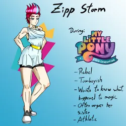 Size: 1080x1080 | Tagged: safe, artist:jackudoggy, derpibooru import, zipp storm, human, g5, my little pony: a new generation, breasts, clothes, cutie mark, female, gradient background, greek clothes, headcanon, humanized, image, jpeg, muscles, muscular female, solo, solo female