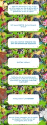 Size: 2048x5377 | Tagged: safe, derpibooru import, official, angus mcsteer, applejack, pinkie pie, bull, earth pony, pony, bandana, bowler hat, clothes, cloven hooves, dialogue, dialogue box, dress, english, event, feather, female, gameloft, hairband, hat, horns, image, jersey shore, male, mare, mobile game, my little pony: magic princess, numbers, png, speech bubble, text