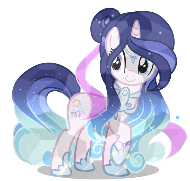 Size: 1999x1911 | Tagged: safe, artist:harmonyvitality-yt, derpibooru import, oc, unofficial characters only, crystal pony, pony, unicorn, base used, ethereal mane, eyelashes, female, hoof shoes, horn, image, mare, peytral, png, simple background, smiling, solo, starry mane, transparent background, unicorn oc