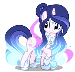 Size: 1999x1911 | Tagged: safe, alternate version, artist:harmonyvitality-yt, derpibooru import, oc, unofficial characters only, crystal pony, pony, unicorn, base used, ethereal mane, eyelashes, female, hoof shoes, horn, image, mare, peytral, png, simple background, smiling, solo, starry mane, transparent background, unicorn oc