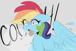 Size: 2048x1393 | Tagged: safe, artist:darkdoubloon, derpibooru import, part of a set, rainbow dash, pegasus, pony, blunt, coughing, drugs, female, image, jpeg, mare, marijuana, open mouth, rainbow dumb, simple background, solo, tongue out, white background