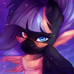 Size: 1500x1500 | Tagged: safe, artist:sadelinav, derpibooru import, oc, oc:evening gaze, pegasus, pony, female, heterochromia, image, jpeg, mare, solo, sunglasses