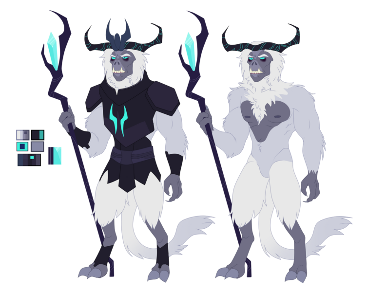 Size: 1280x1020 | Tagged: safe, artist:r0manesqu3, derpibooru import, storm king, yeti, my little pony: the movie, antagonist, armor, beast, bipedal, claws, crown, fangs, fur, horns, image, jewelry, nudity, png, reference sheet, regalia, simple background, staff, staff of sacanas, storm king's emblem, transparent background, vector