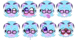 Size: 3297x1725 | Tagged: safe, artist:crazysketch101, derpibooru import, oc, oc:melody mortis, pony, angry, blushing, crying, dead, emoji, glasses, happy, horns, image, png, sad, suspicious
