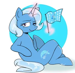 Size: 2048x1998 | Tagged: safe, artist:crookedbeetles, edit, editor:edits of hate, trixie, semi-anthro, equestrian flag, female, image, png, simple background, solo, white background