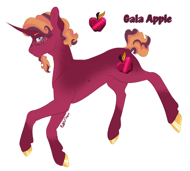 Size: 1779x1605 | Tagged: safe, artist:caliartshow, derpibooru import, oc, oc:gala apple, unofficial characters only, pony, unicorn, facial hair, freckles, goatee, horn, image, male, offspring, parent:big macintosh, parent:princess cadance, parents:cadmac, png, simple background, solo, stallion, transparent background, unicorn oc