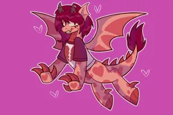 Size: 3000x2000 | Tagged: safe, derpibooru import, oc, oc:flare blaze, unofficial characters only, dracony, dragon, hybrid, pony, claws, clothes, dracony oc, dragon tail, female, flying, horns, hybrid oc, image, jpeg, looking at you, simple background, smiling, smiling at you, solo, tail, wings