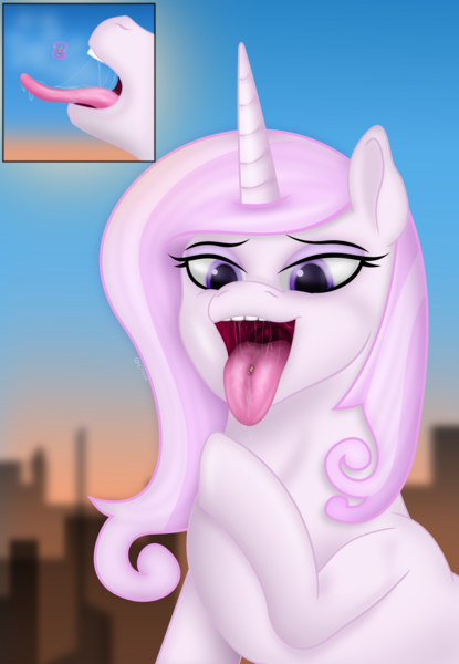 Size: 4764x6884 | Tagged: suggestive, artist:emu34b, derpibooru import, fleur-de-lis, human, pony, unicorn, absurd resolution, bust, comic, drool, drool string, female, image, imminent vore, lidded eyes, macro, macro/micro, mare, maw, mawshot, micro, missing accessory, open mouth, oral invitation, png, ponies eating humans, saliva puddle, salivating, shrunken, slimy, solo, taste buds, tongue out, uvula, vector, vore