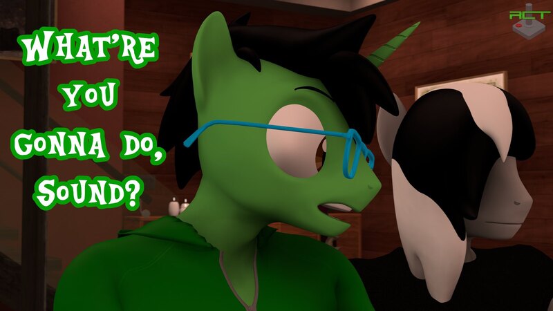 Size: 1920x1080 | Tagged: safe, artist:ray cyber tech, derpibooru import, oc, oc:ray cyber tech, oc:sound shock, anthro, pegasus, unicorn, 3d, clothes, dialogue, glasses, hair over one eye, hoodie, image, jpeg, male, meme, raised eyebrows, serious, serious face, shirt, the fesh pince of blair 2