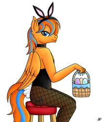 Size: 2577x3000 | Tagged: safe, artist:princessmoonsilver, derpibooru import, oc, oc:cold front, anthro, pegasus, bunny suit, clothes, commission, image, jpeg, solo, ych result