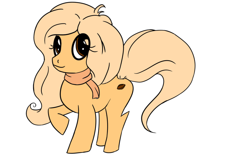 Size: 2894x2039 | Tagged: safe, artist:smexymachamp, ponified, earth pony, pony, blonde, blonde mane, brown eyes, clothes, coco (ongezellig), female, image, leg up pose, mare, ongezellig, png, raised leg, rugby ball, scarf, simple background, solo, white background, yellow coat, yellow mane