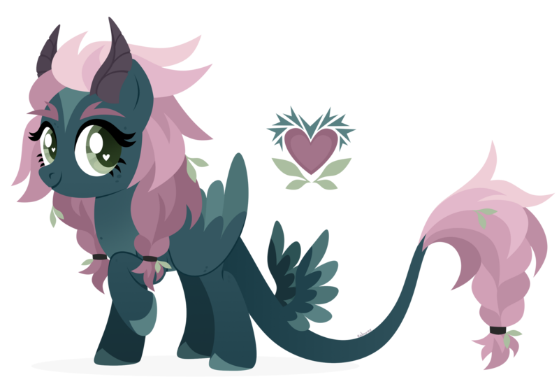 Size: 1920x1317 | Tagged: safe, artist:kabuvee, derpibooru import, oc, oc:thornheart, pegasus, pony, female, horns, image, mare, png, quadrupedal, simple background, solo, tail wings, transparent background