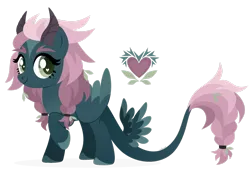 Size: 1920x1317 | Tagged: safe, artist:kabuvee, derpibooru import, oc, oc:thornheart, pegasus, pony, female, horns, image, mare, png, quadrupedal, simple background, solo, tail wings, transparent background