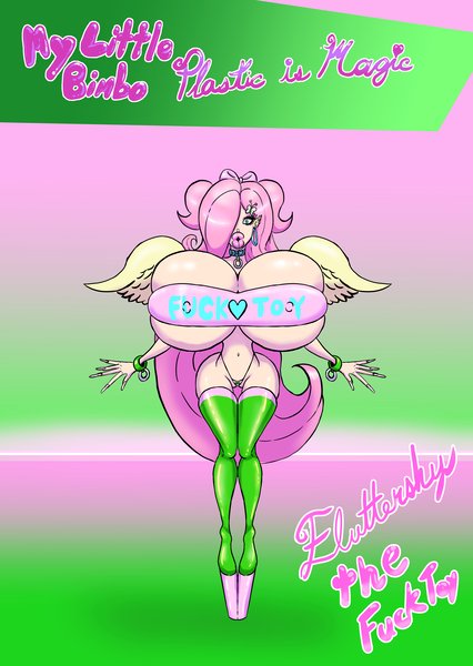 Size: 3050x4299 | Tagged: questionable, artist:bradtanker3, derpibooru import, fluttershy, human, belly button, big breasts, bimbo, bimboshy, boots, bow, breasts, busty fluttershy, clothes, collar, cuffs, dick sucking lips, drool, ear piercing, earring, erect nipples, eyeshadow, hair bow, hair over one eye, hairclip, hooped earrings, huge breasts, humanized, image, impossibly large breasts, jewelry, jpeg, lipstick, long nails, makeup, nipple outline, panties, piercing, pink eyeshadow, pink lipstick, platform boots, sex toy, shoes, solo, thigh boots, thong, tube top, underwear, wide hips, winged humanization, wings