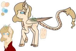 Size: 4743x3227 | Tagged: safe, artist:thecommandermiky, derpibooru import, oc, oc:artura, unofficial characters only, dragon, hybrid, pegasus, pony, accessory, blue eyes, cape, claw hooves, clothes, female, horn, hybrid oc, image, mare, pegasus oc, png, reference sheet, simple background, solo, transparent background, wings, yellow mane