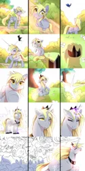 Size: 1280x2550 | Tagged: safe, artist:kidaoriginal, derpibooru import, edit, derpy hooves, princess luna, alicorn, pegasus, pony, comic:derpy - the creator of dreams, abstract, abstract art, close-up, clothes, comic, crown, crying, cute, daaaaaaaaaaaw, derp, eyes closed, flower, flying, full comic, glow, glowing horn, grass, happy, hitting, hoof shoes, horn, image, jewelry, lidded eyes, looking at something, looking down, looking up, magic, modern art, music notes, necklace, open mouth, open smile, png, race swap, reaching, regalia, running, shadow, shoes, sitting, smack, smiling, tears of pain, teary eyes, teleportation, tree, underhoof, vibe check, walking