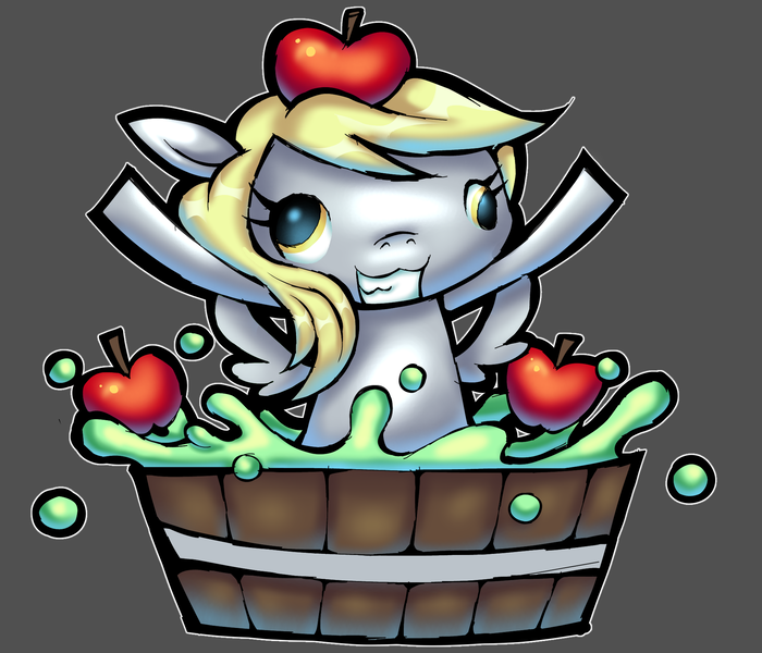 Size: 1974x1692 | Tagged: safe, derpibooru import, derpy hooves, pegasus, apple, apple bobbing, food, image, png