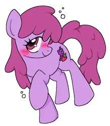 Size: 550x628 | Tagged: safe, artist:muffinz, derpibooru import, berry punch, berryshine, earth pony, pony, blushing, bubble, drunk bubbles, female, image, mare, png, simple background, solo, tipsy, white background