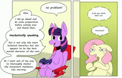 Size: 3767x2408 | Tagged: safe, artist:balileart, derpibooru import, fluttershy, twilight sparkle, twilight sparkle (alicorn), alicorn, pegasus, pony, comic, controller, dialogue, duo, gamecube controller, image, jpeg, sitting, speech bubble, super smash bros., sweat, sweatdrop