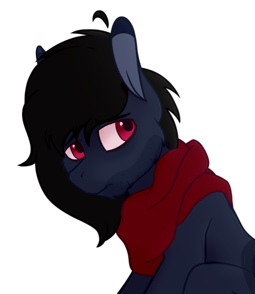 Size: 984x1136 | Tagged: safe, artist:thatonefluffs, derpibooru import, oc, oc:midnight travels, pony, beard, clothes, facial hair, image, kinsona, looking away, png, scarf, shading, solo