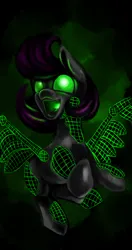 Size: 900x1700 | Tagged: artist needed, safe, derpibooru import, oc, oc:dawn (project horizons), cyborg, pegasus, pony, fallout equestria, fallout equestria: project horizons, augmented, enervation, fanfic art, female, green eyes, image, jpeg, looking at you, mare, nightmare fuel, scary, smiling, solo