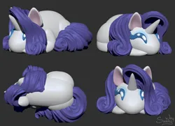 Size: 1468x1061 | Tagged: safe, artist:sunny way, derpibooru import, rarity, pony, unicorn, 3d, art, artwork, bun, buns, chibi, cute, digital art, female, feral, horn, image, mare, png, scale, smiling, solo, zbrush