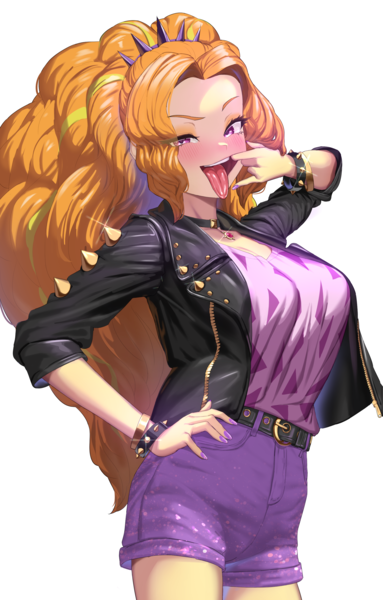 Size: 1916x3000 | Tagged: suggestive, artist:ばそば, derpibooru import, adagio dazzle, equestria girls, blushing, image, png, tongue out