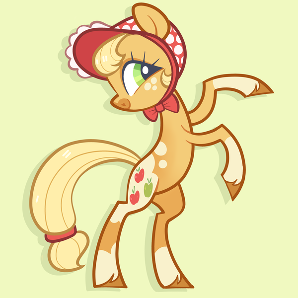 Size: 5000x5000 | Tagged: safe, artist:pilesofmiless, applejack, hood, image, mare, png, rearing, solo, twitterina design, unshorn fetlocks, yellow background