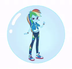 Size: 720x689 | Tagged: safe, derpibooru import, rainbow dash, human, equestria girls, bubble, image, in bubble, jpeg, simple background, white background