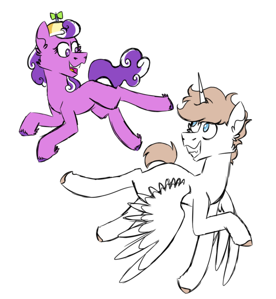 Size: 1200x1300 | Tagged: safe, artist:fuckomcfuck, derpibooru import, screwball, oc, oc:rat, alicorn, earth pony, pony, duo, fangs, floating, flying, half-siblings, hat, image, png, propeller hat, simple background, transparent background